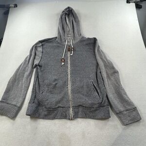 Billy Reid Hoodie Mens Small Gray White Full Zip Cotton Knit Made In Canada